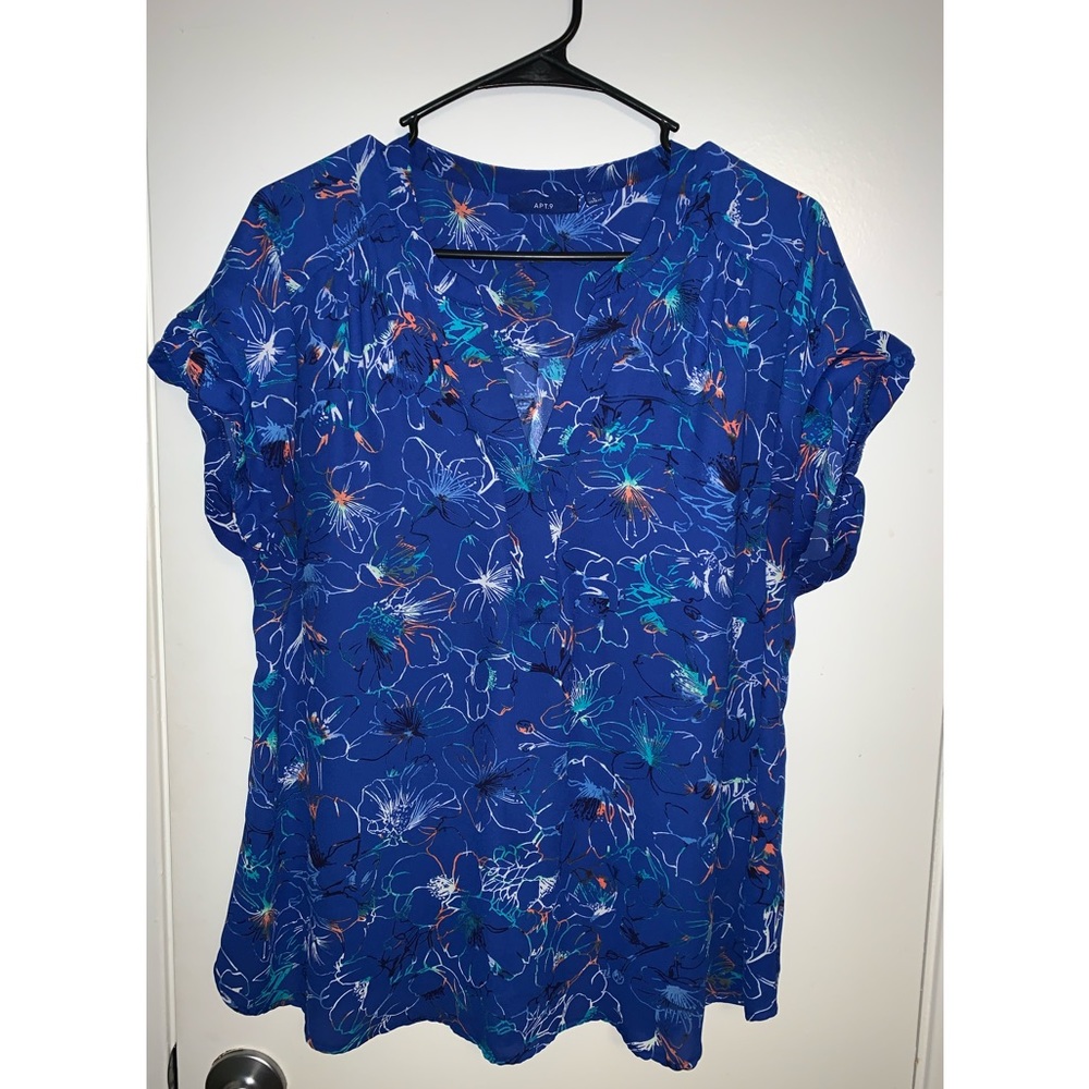 Blue Multi Color Size Large Blouse